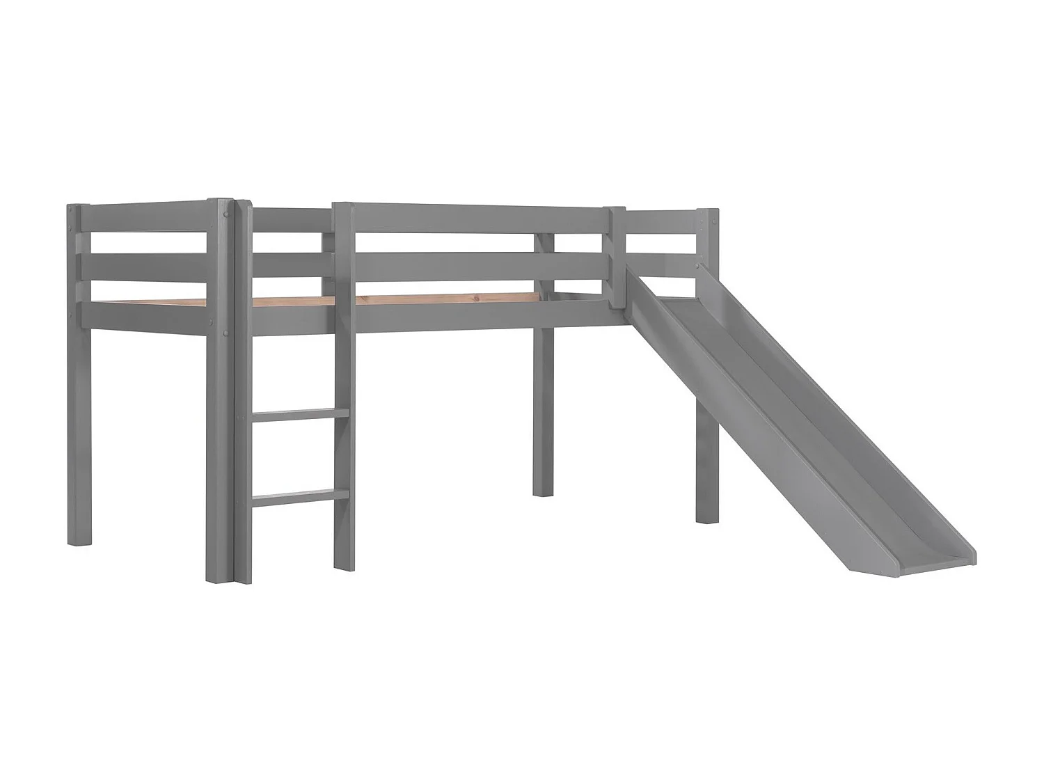 Cama Slide 90x200 cm con tienda de flores de pino macizo gris Pino