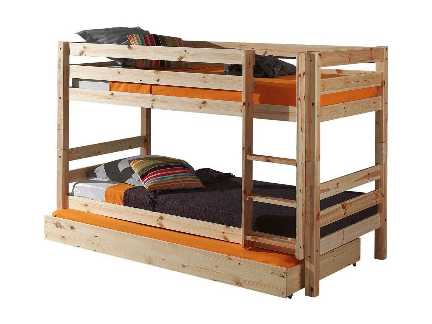 Lit Enfant Superposé & Tiroir de Lit "Pino" 90x190cm Naturel