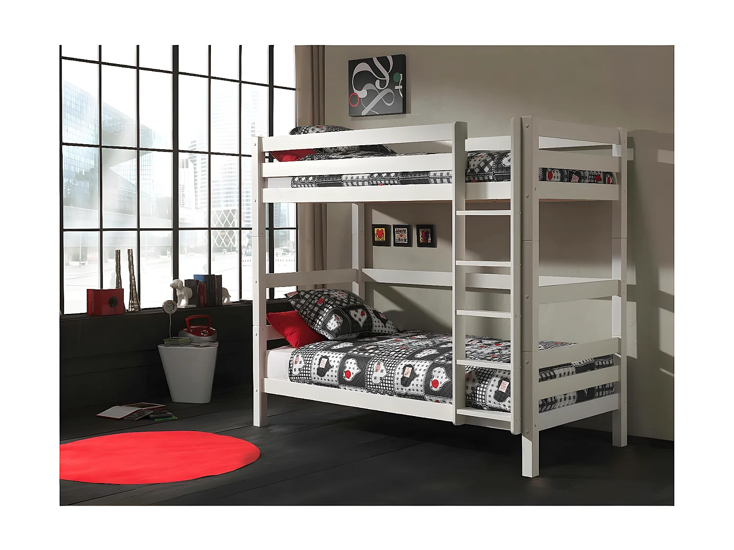 Pack - Lit Superposé Enfant & Tiroir "Pino" Blanc