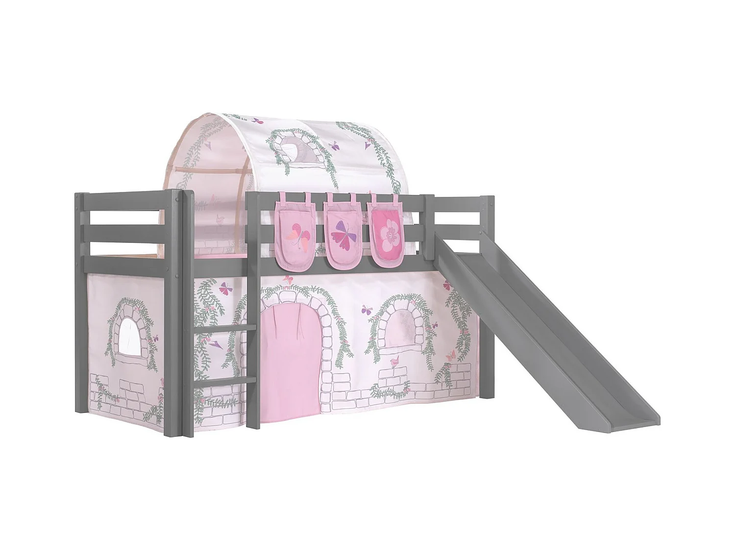 Pack - Lit Enfant, Tente, 3 Pochettes & Tunnel "Pino Birdy" Gris