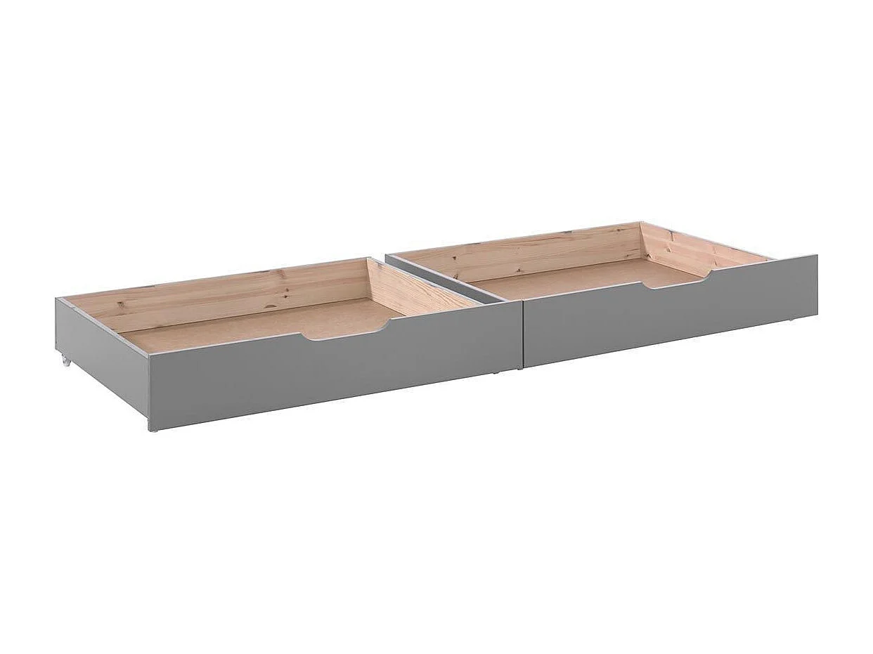 Pack - Lit Superposé Enfant & 2 Tiroirs "Pino II" Gris