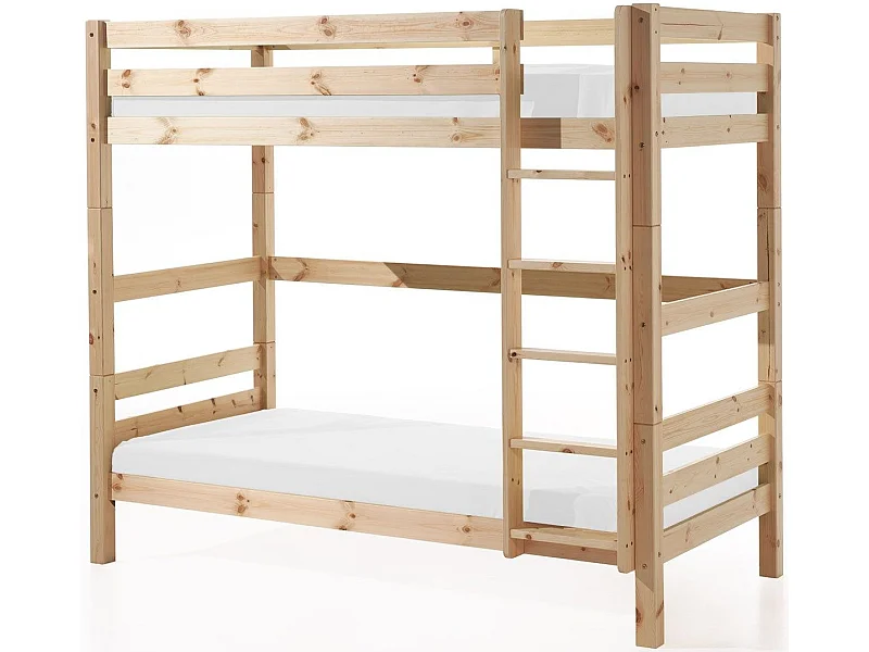 Litera extraíble 90x200 cm con cajón pino macizo claro Pino Al. 180 cm