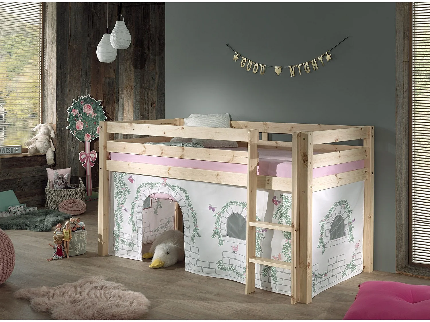 Pack - Lit Enfant & Tente "Pino Birdy" Naturel