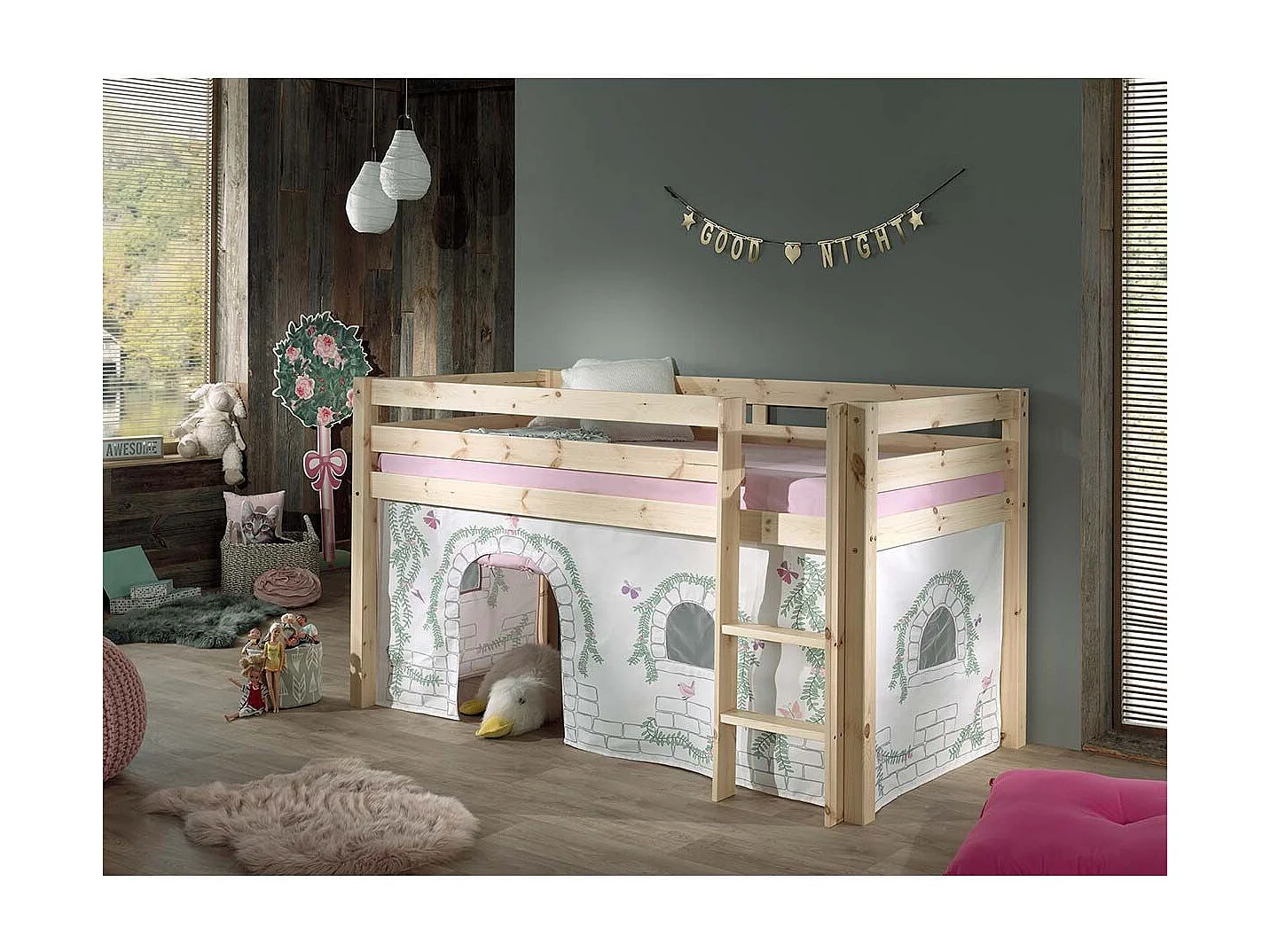 Pack - Lit Enfant & Tente "Pino Birdy" Naturel