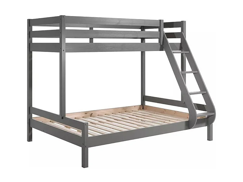 Lit superposé 90-140x200 pin massif gris Pino