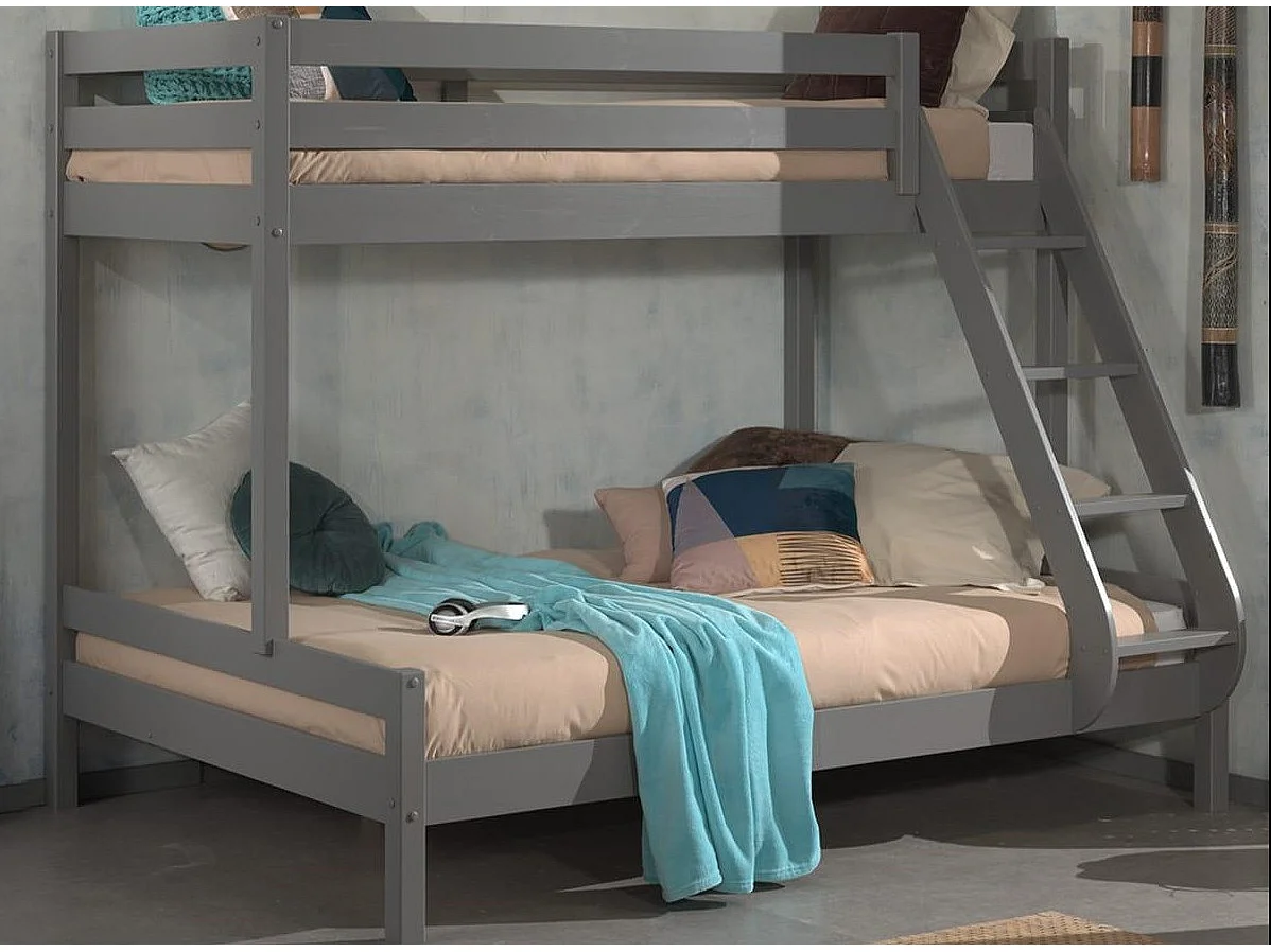 Lit superposé 90-140x200 pin massif gris Pino