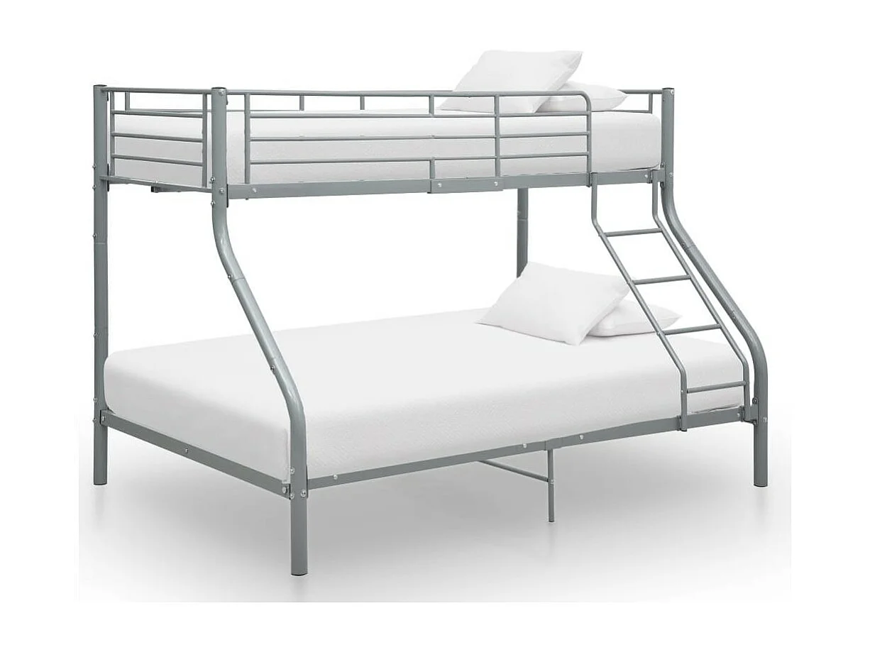 Stapelbedframe metaal grijs 140x200 cm/90x200 cm