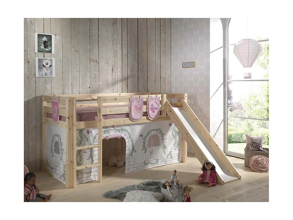 Pack - Lit Enfant Toboggan, Tente & 3 Pochettes "Pino Birdy" Naturel