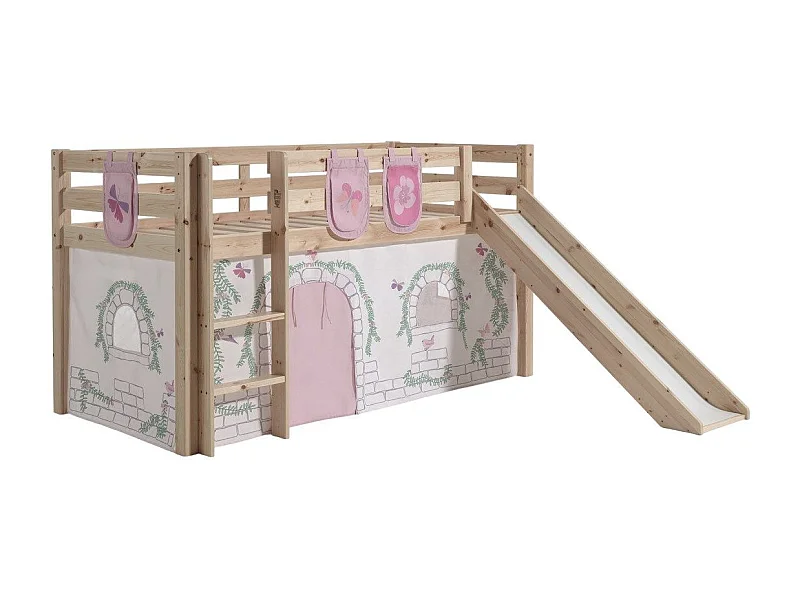 Pack - Lit Enfant Toboggan, Tente & 3 Pochettes "Pino Birdy" Naturel