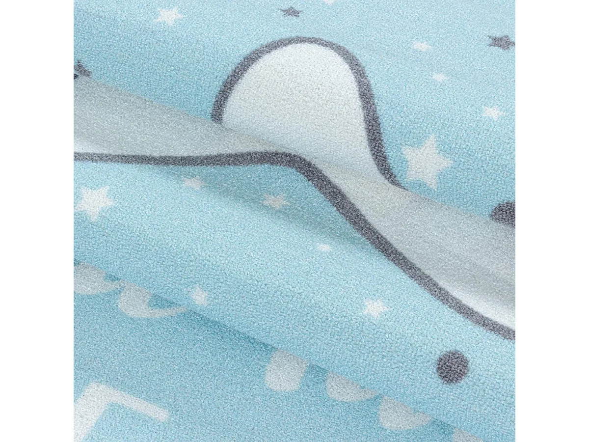 Tapis enfant 160x230 Lavable 30° TWINKLE bleu et crème