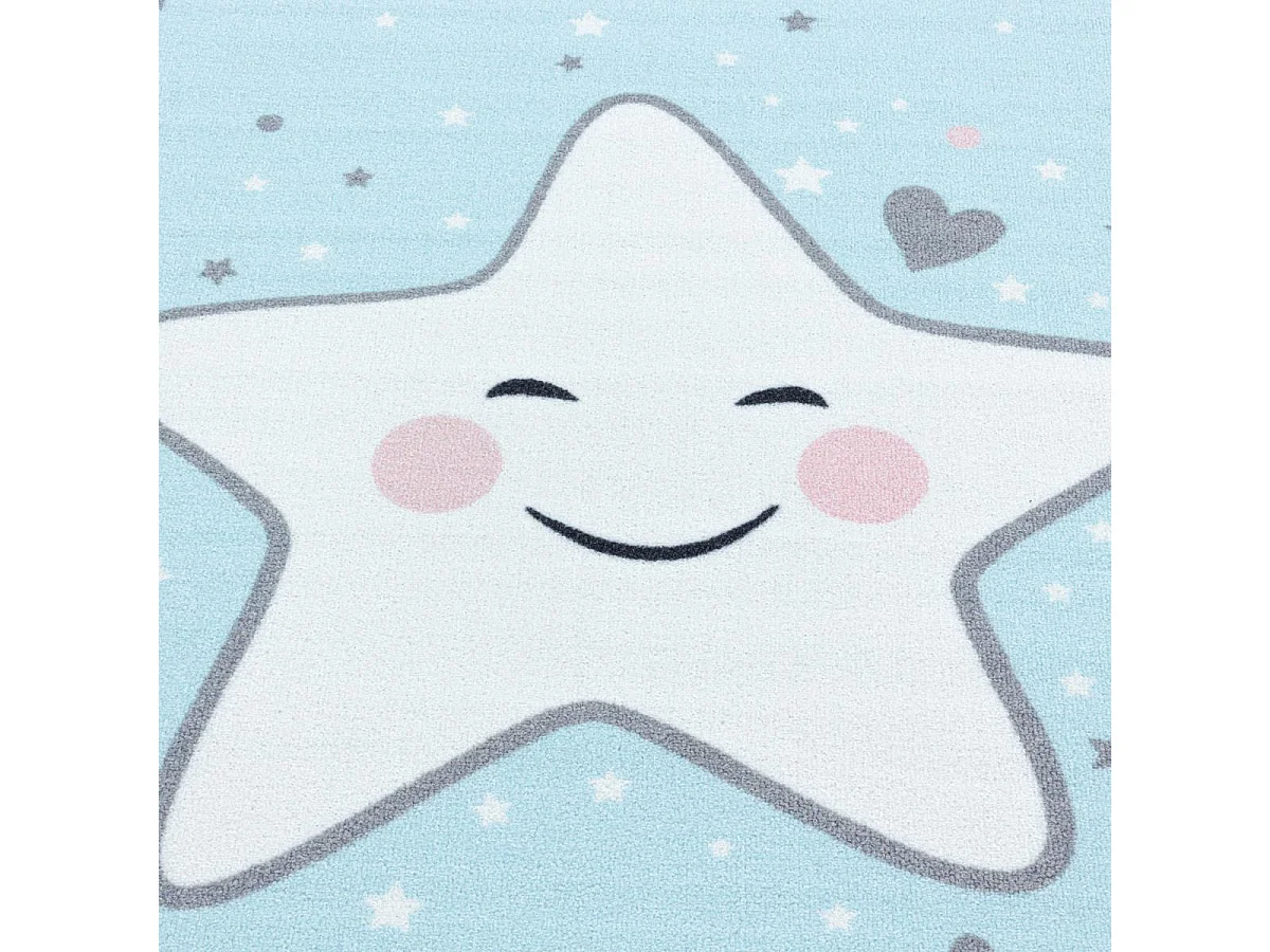 Tapis enfant 160x230 Lavable 30° TWINKLE bleu et crème