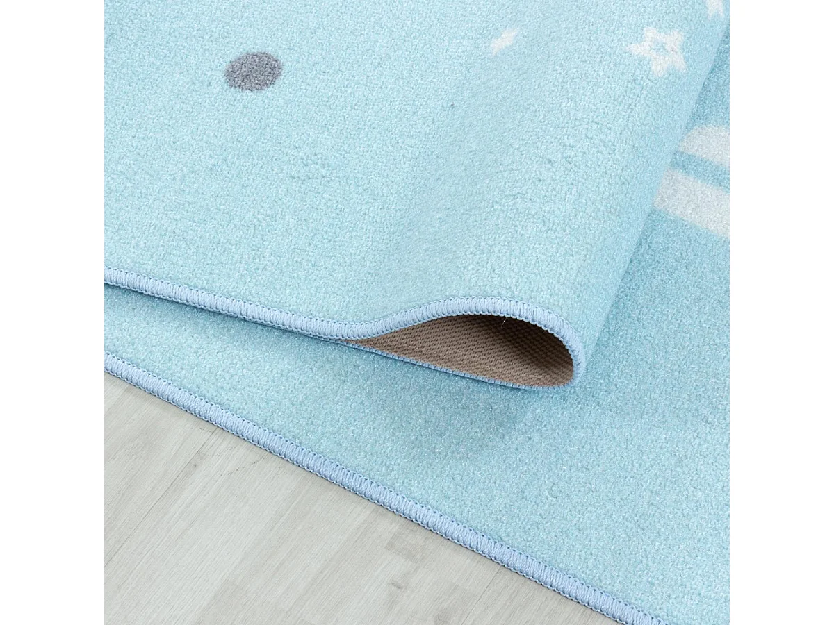 Tapis enfant 160x230 Lavable 30° TWINKLE bleu et crème