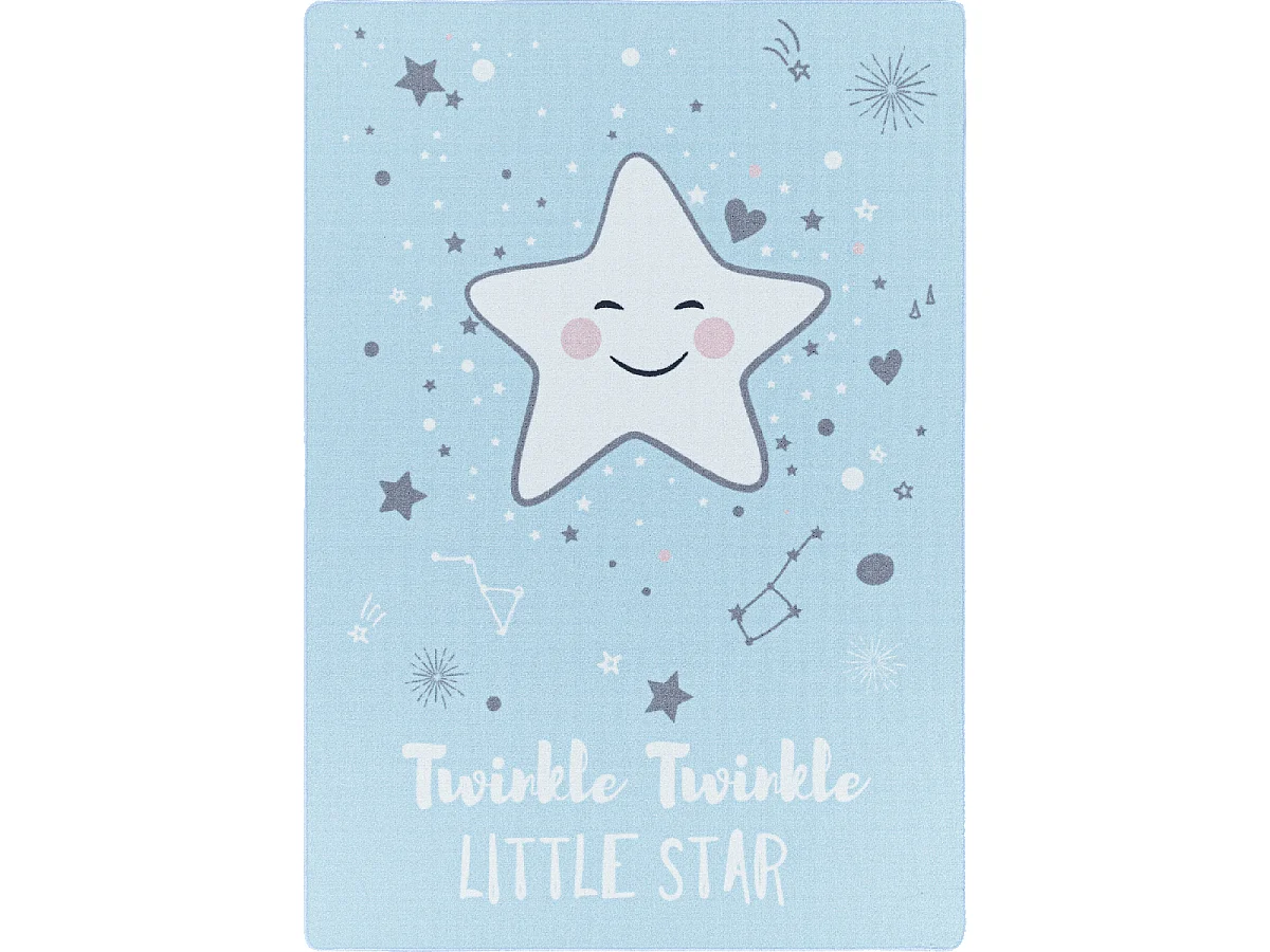 Tapis enfant 160x230 Lavable 30° TWINKLE bleu et crème