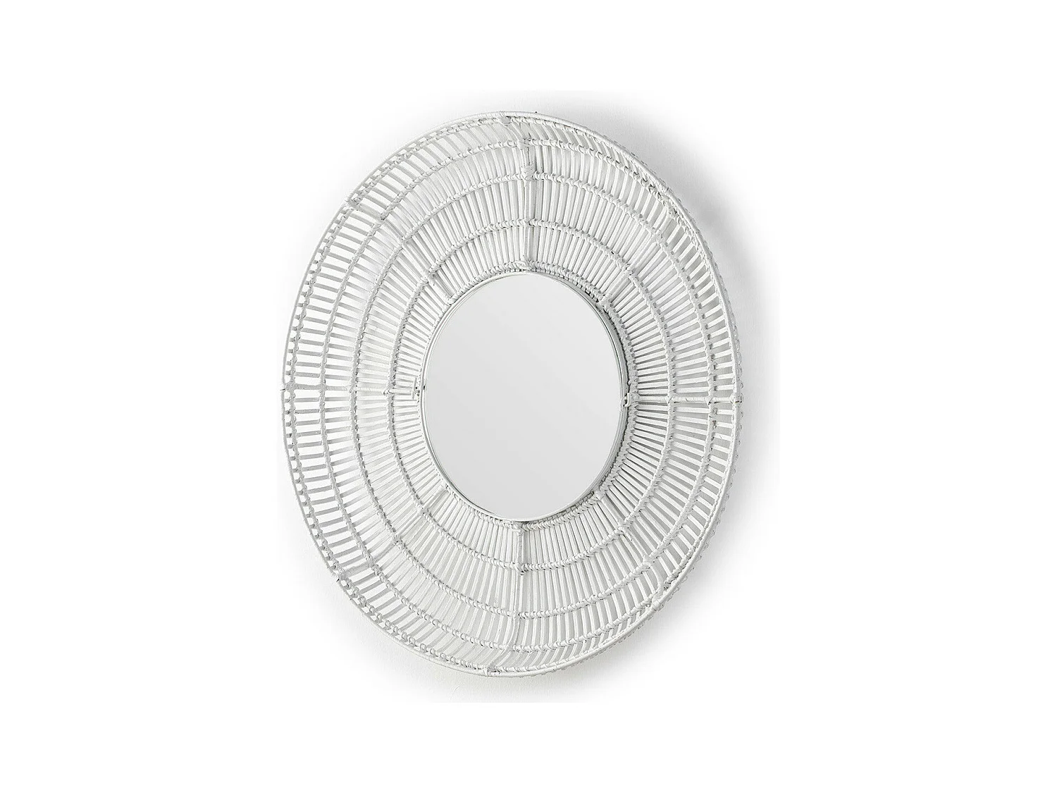 Miroir mural rond osier blanc Gaell D 90cm