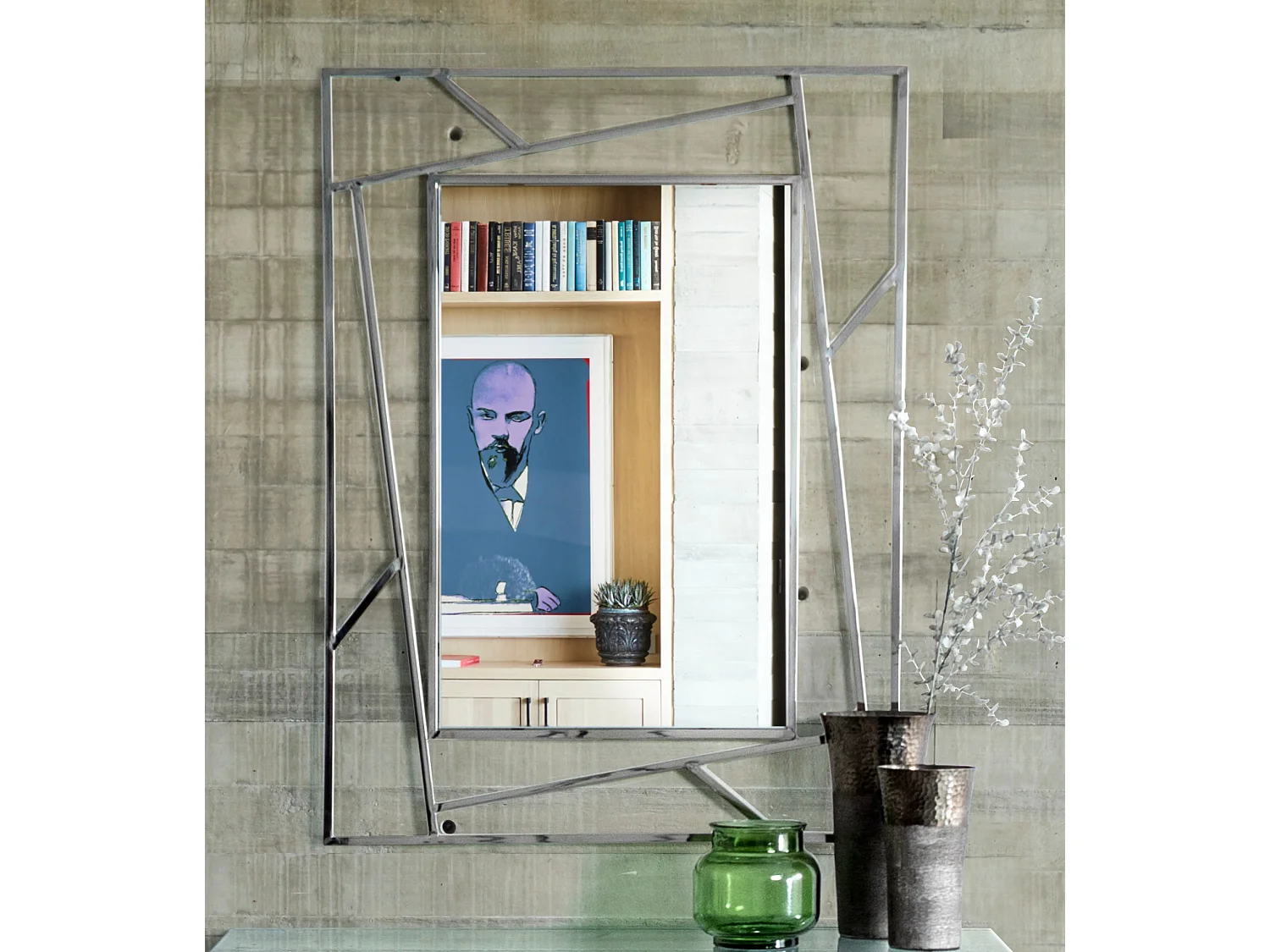 Miroir rectangulaire en acier inoxydable argent Rani L 90cm