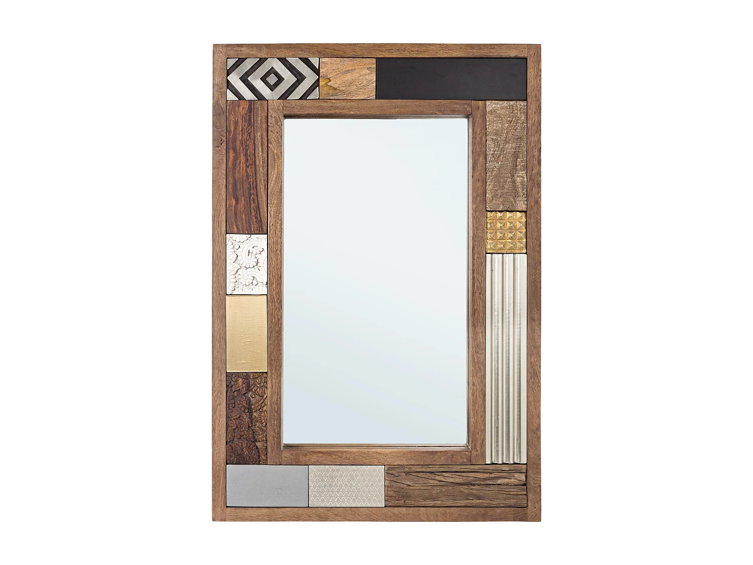 Doki veelkleurige spiegel van gerecycled hout 100 cm