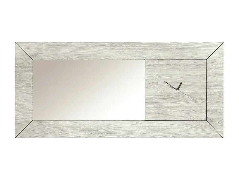 Miroir rectangulaire avec horloge bois de chêne gris Maeva