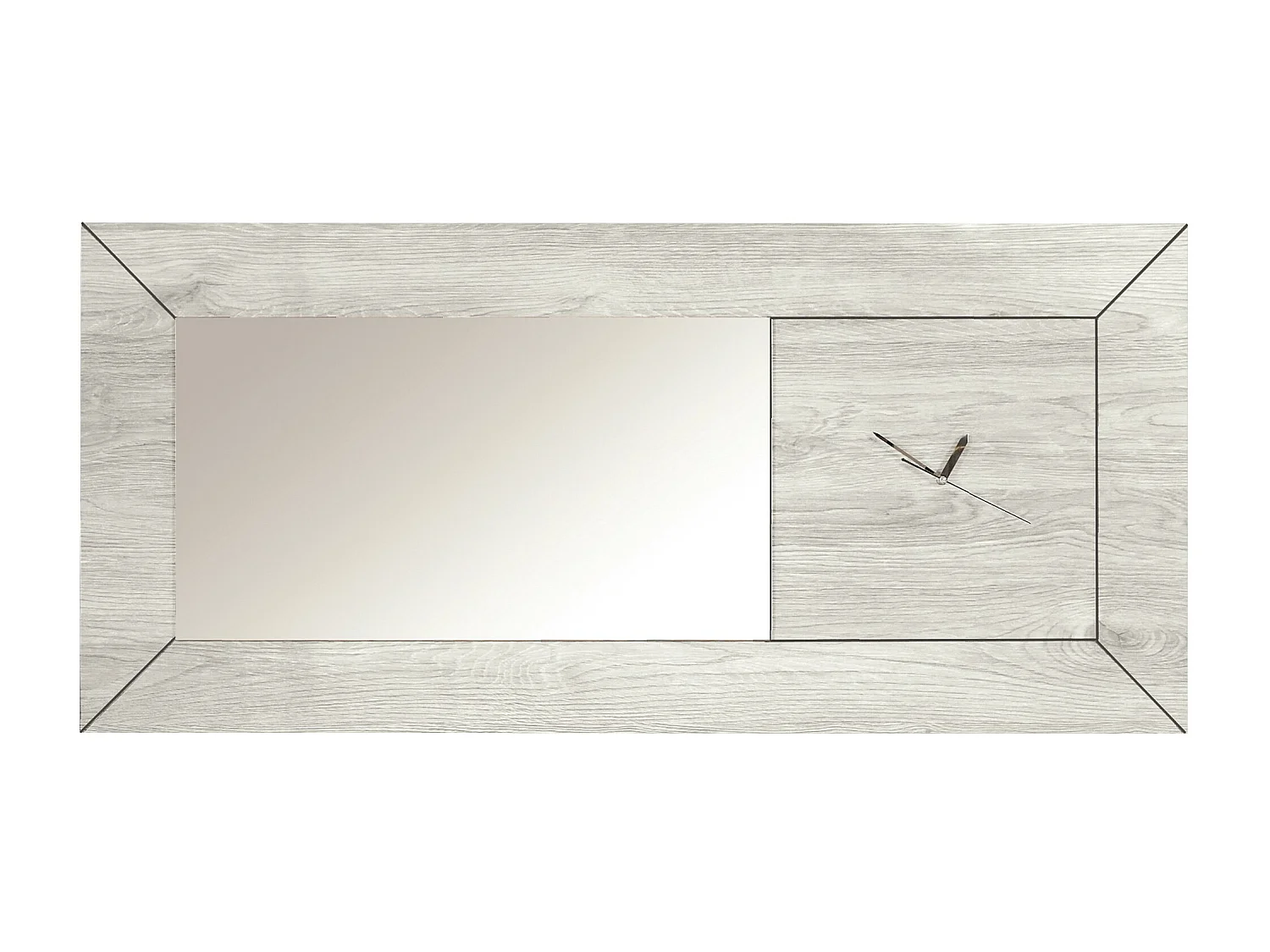 Miroir rectangulaire avec horloge bois de chêne gris Maeva