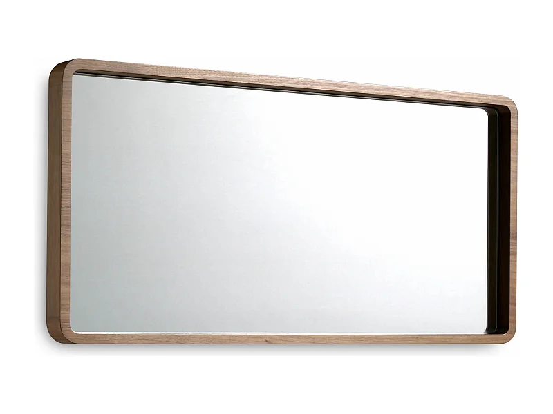 Miroir mural bois plaqué noyer Hena 100cm