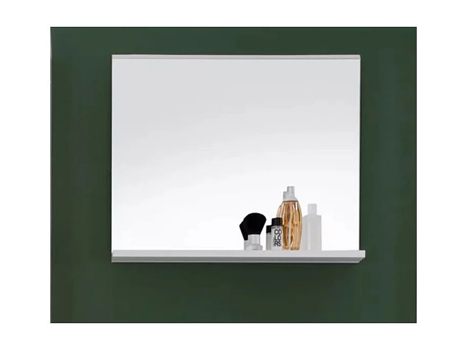 Miroir mural avec étagère mélaminé blanc Ivano