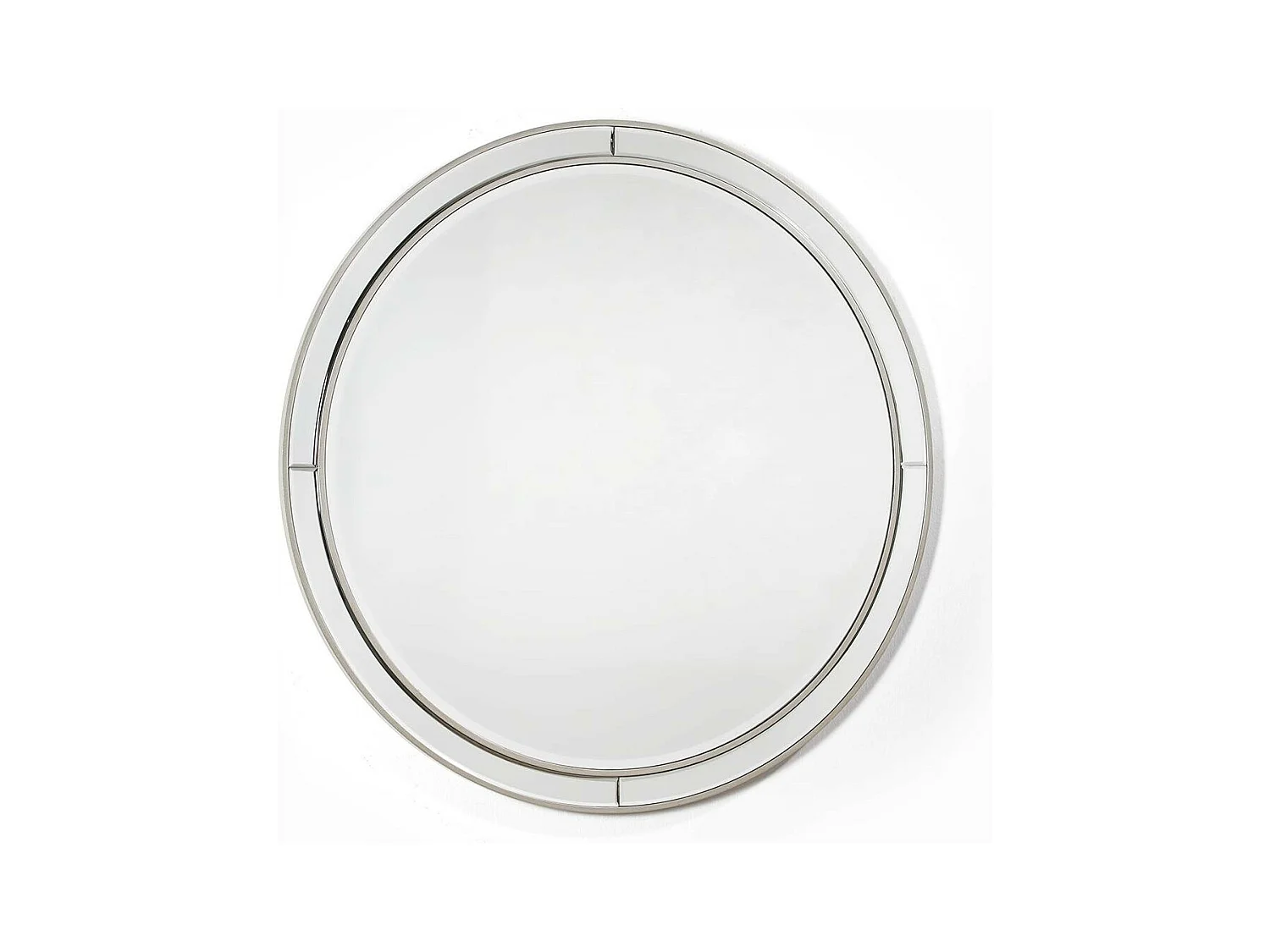 Miroir mural rond bois argenté et verre Octy