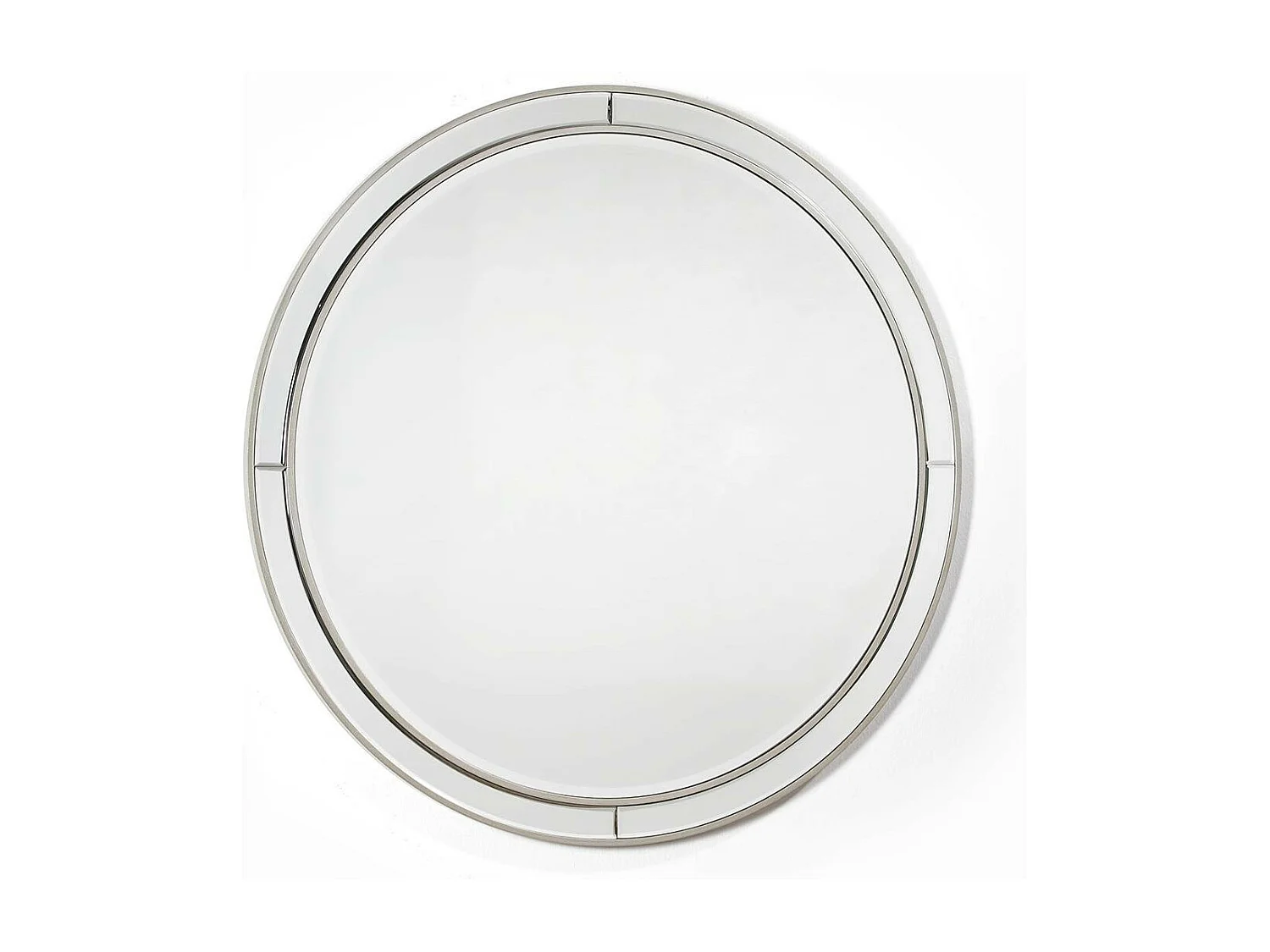 Miroir mural rond bois argenté et verre Octy