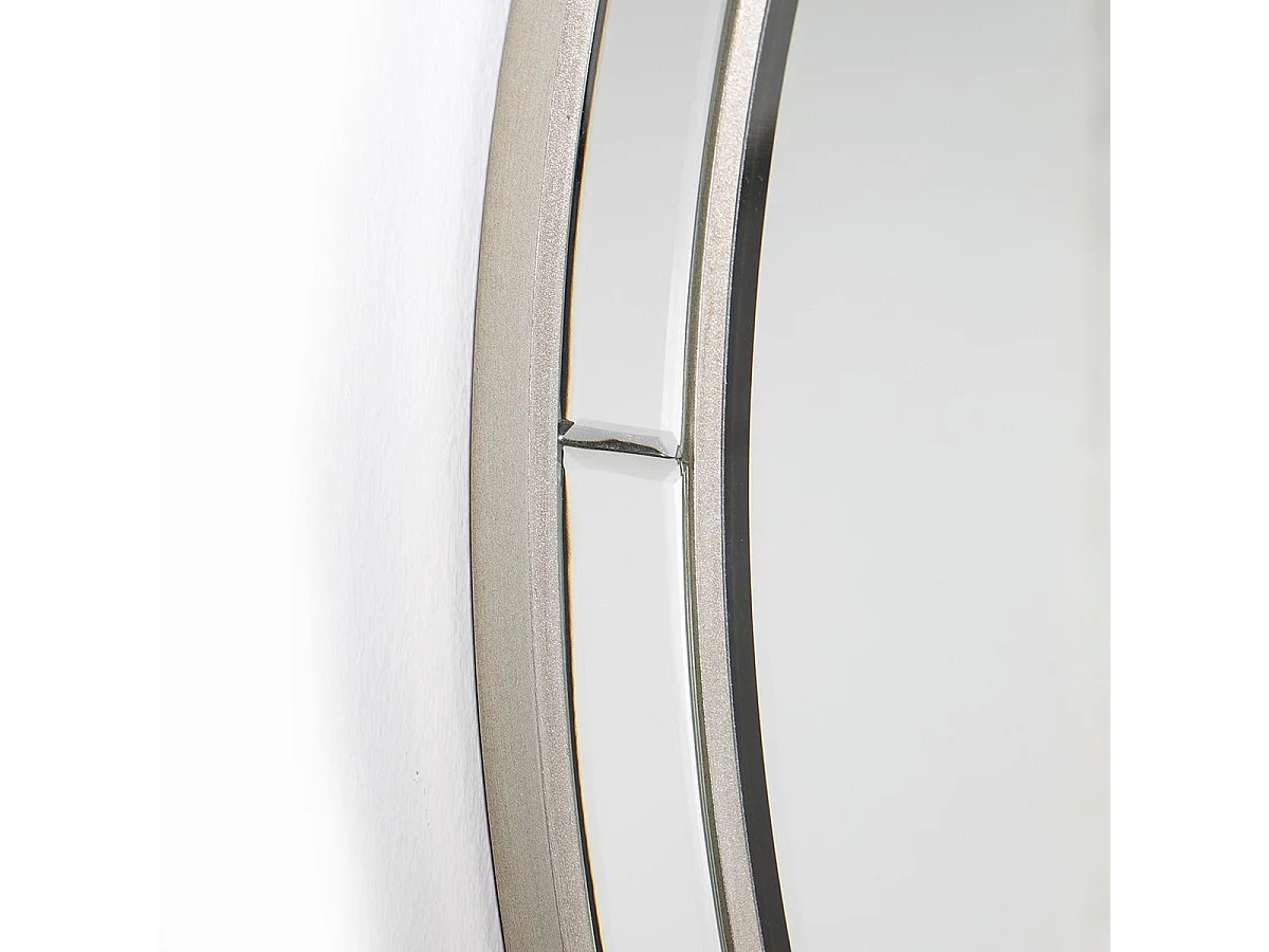 Miroir mural rond bois argenté et verre Octy