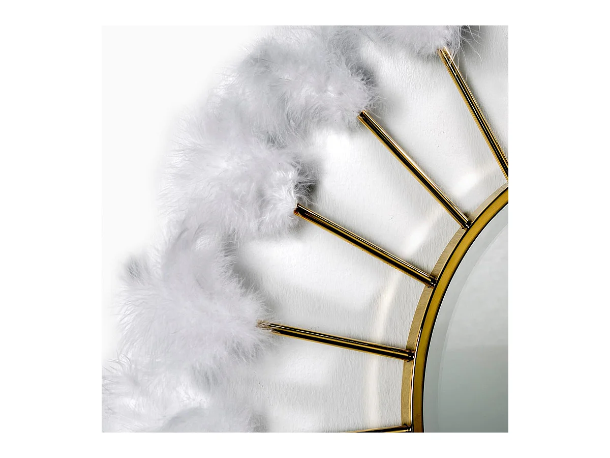 Miroir mural rond métal doré et plumes Chikitta