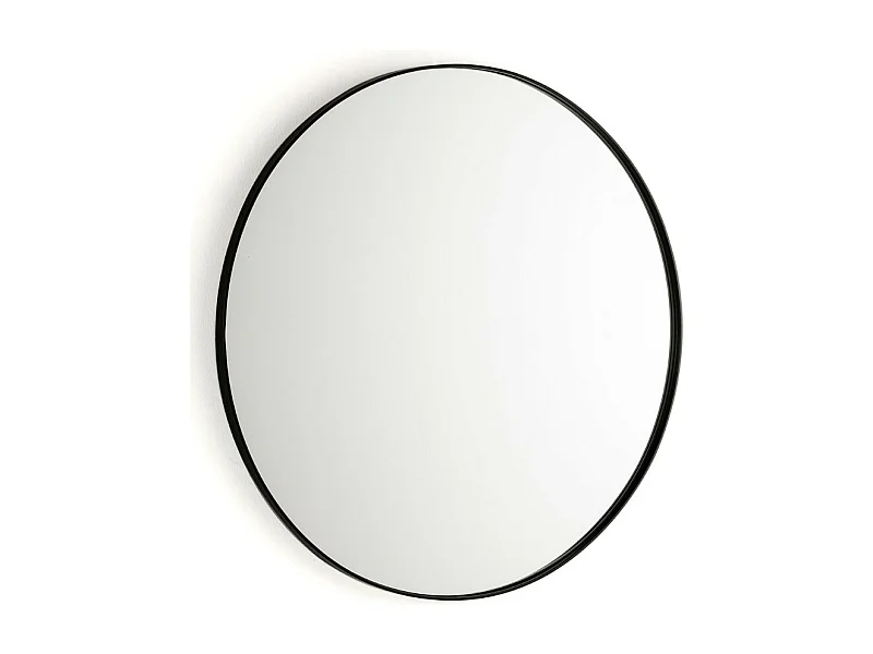 Espejo de pared redondo de metal negro Ola