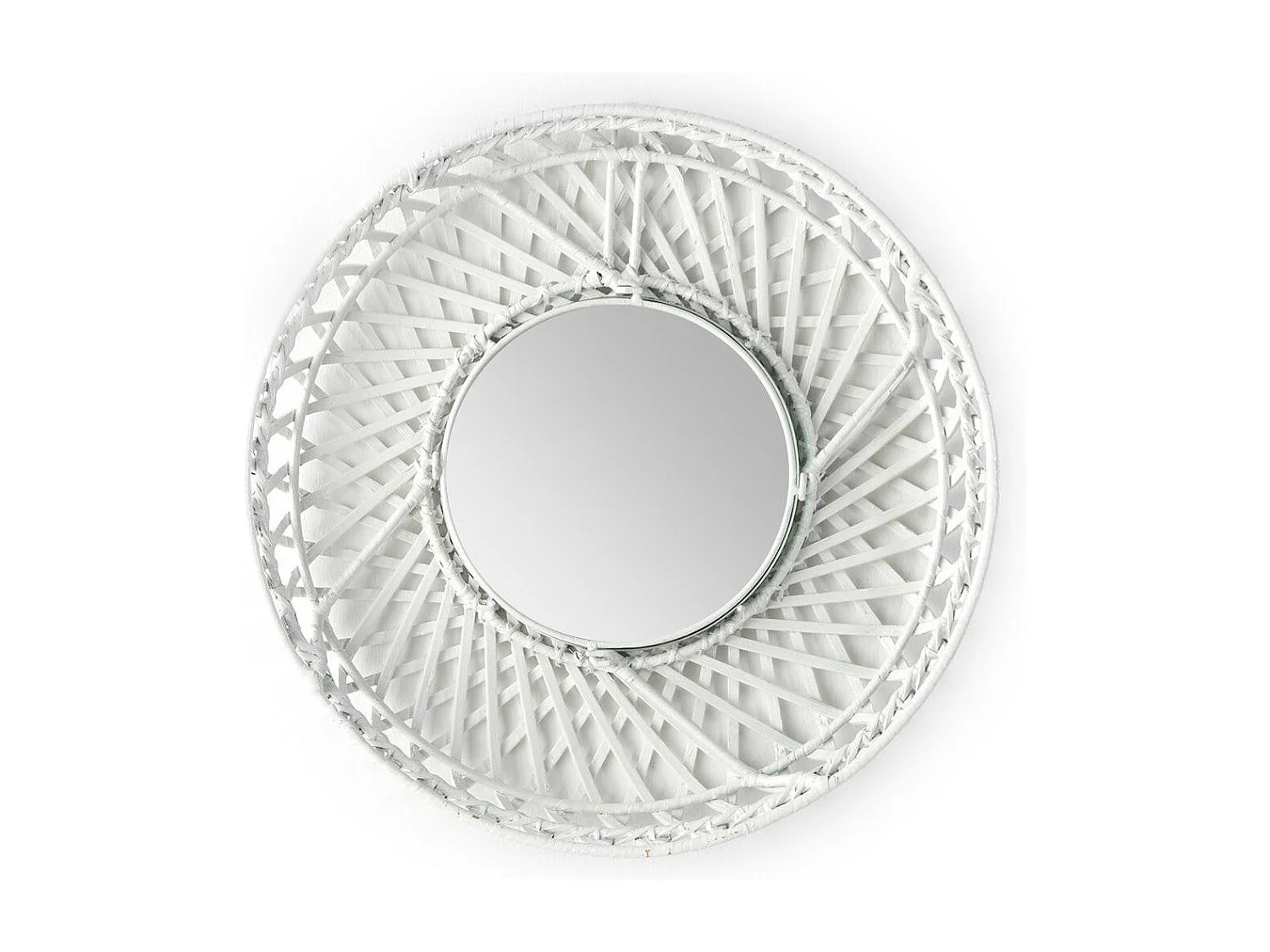Miroir mural rond osier blanc Gaell D 50cm