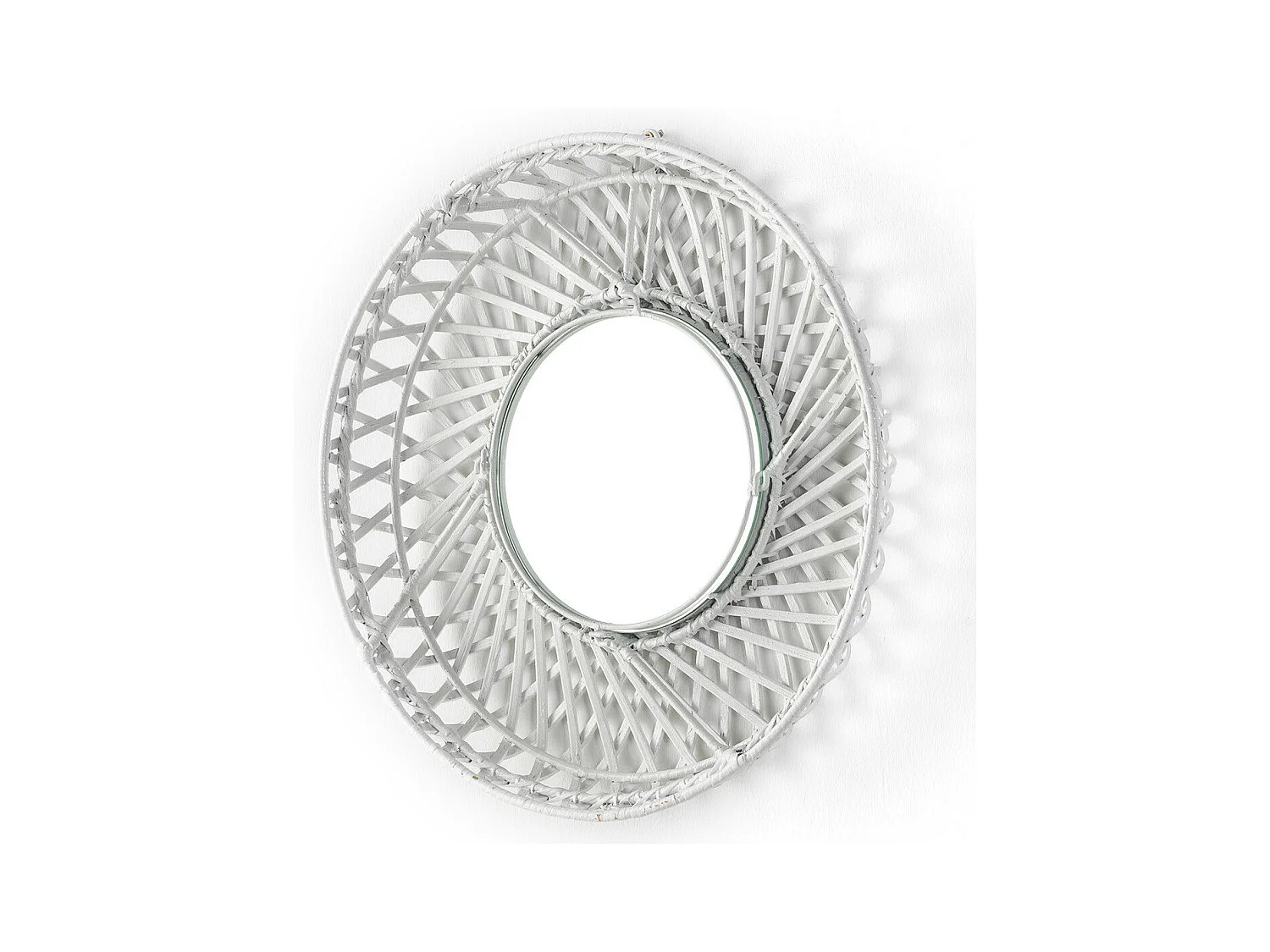 Miroir mural rond osier blanc Gaell D 50cm
