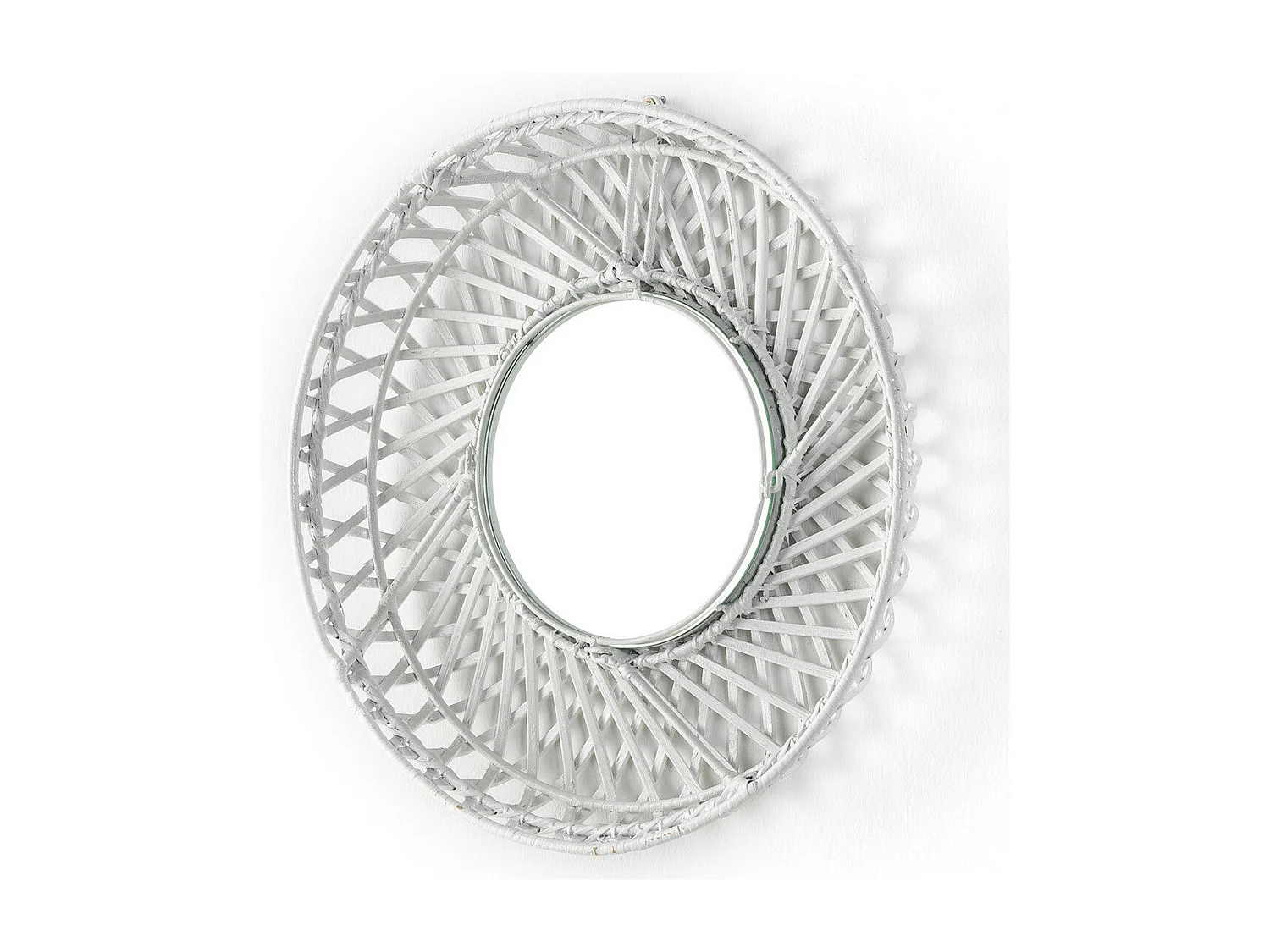 Miroir mural rond osier blanc Gaell D 50cm