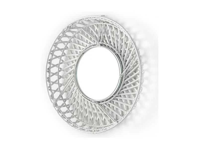Miroir mural rond osier blanc Gaell D 50cm