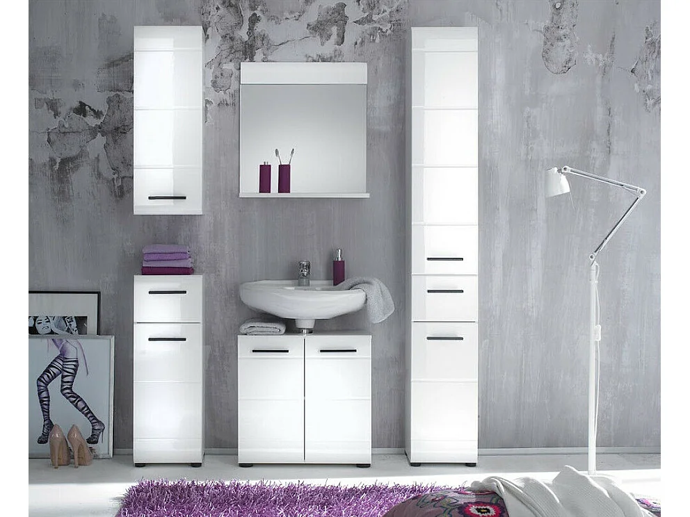 Miroir mural avec étagère mélaminé blanc Lentz