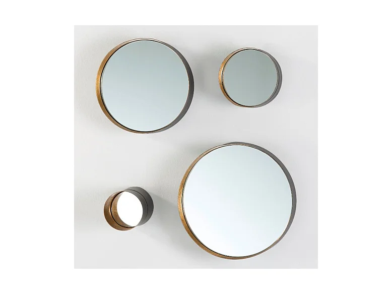 Miroir mural rond métal doré Alma - Lot de 4