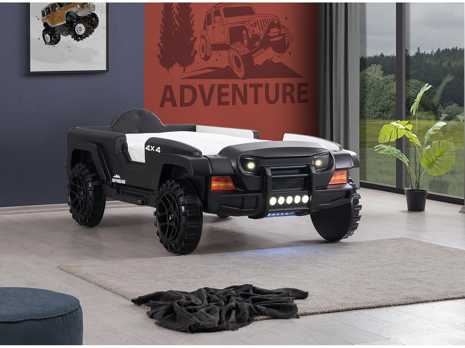Zwart jeep kinderbed