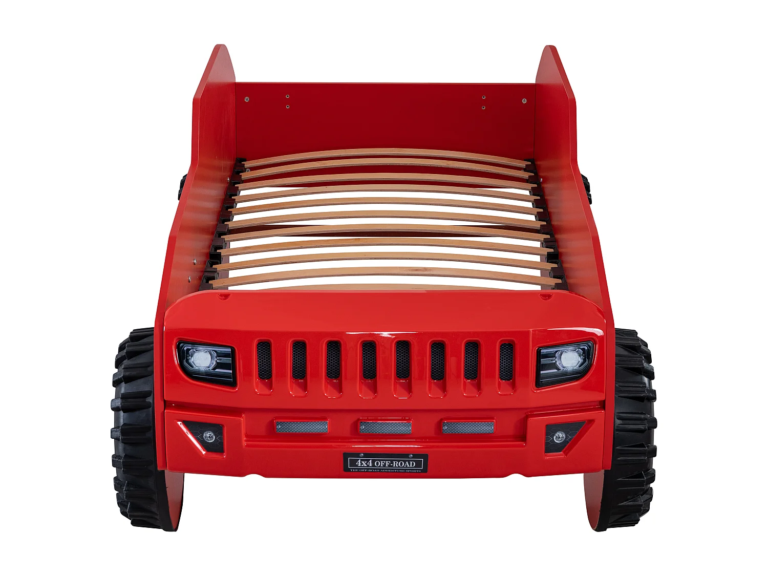 Lit enfant jeep rouge tout terrain avec phares