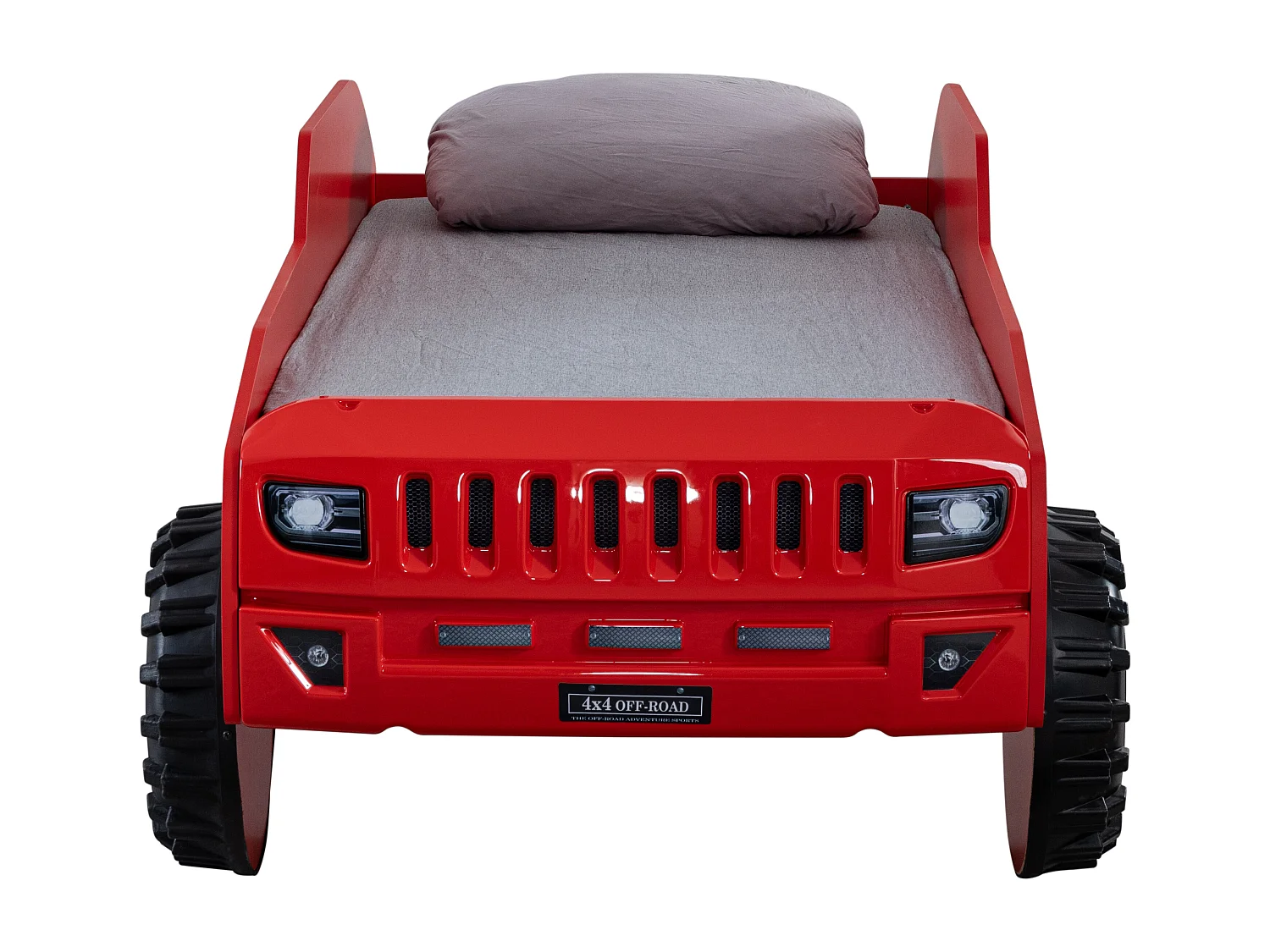 Lit enfant jeep rouge tout terrain avec phares