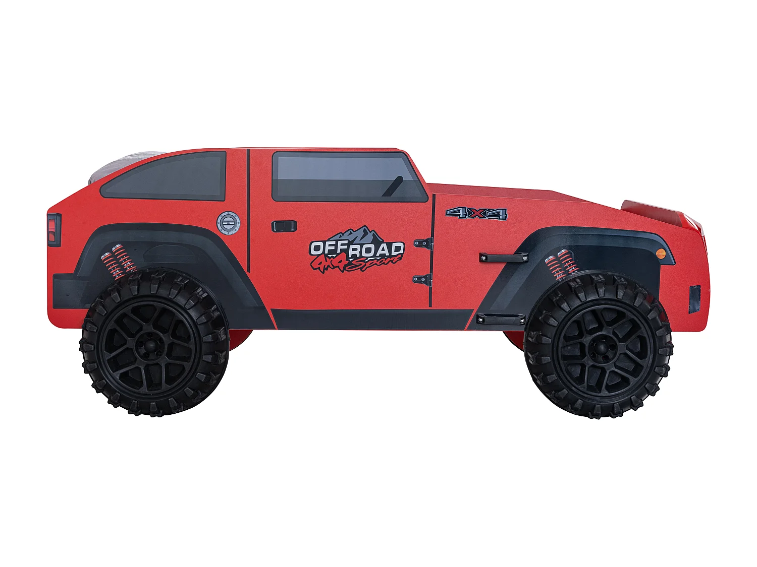 Lit enfant jeep rouge tout terrain avec phares