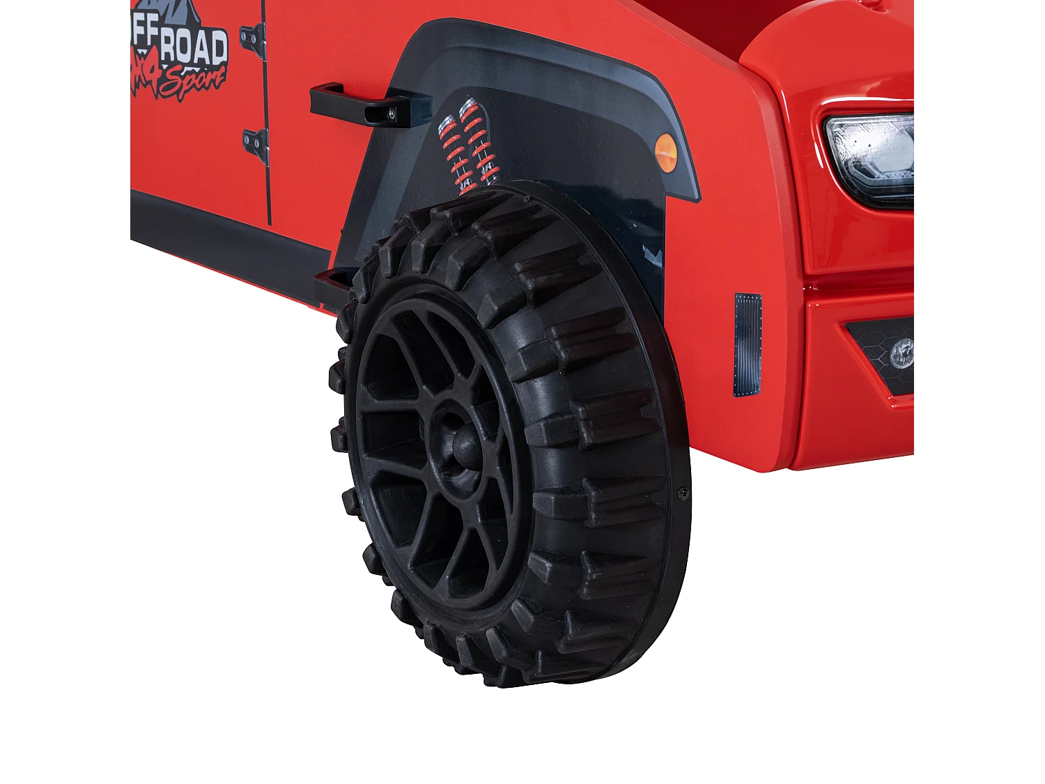 Lit enfant jeep rouge tout terrain avec phares