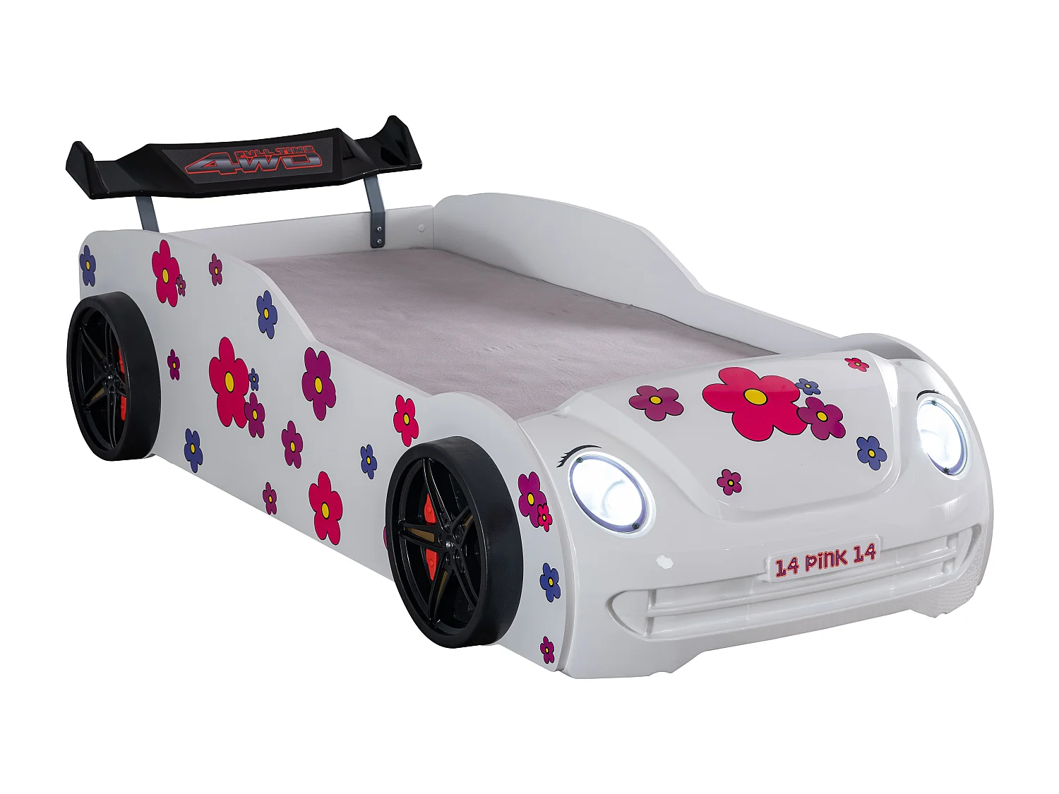 Lit voiture pétales de fleurs 90x190