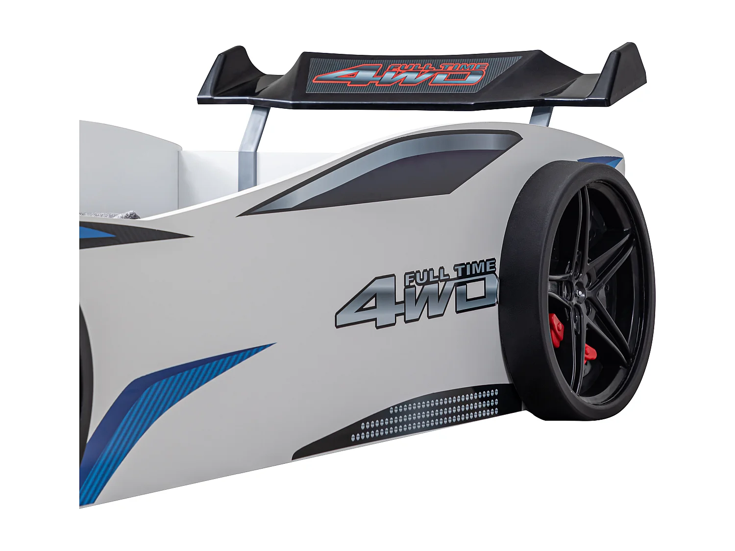 Lit voiture de course avec phares Mustang blanc