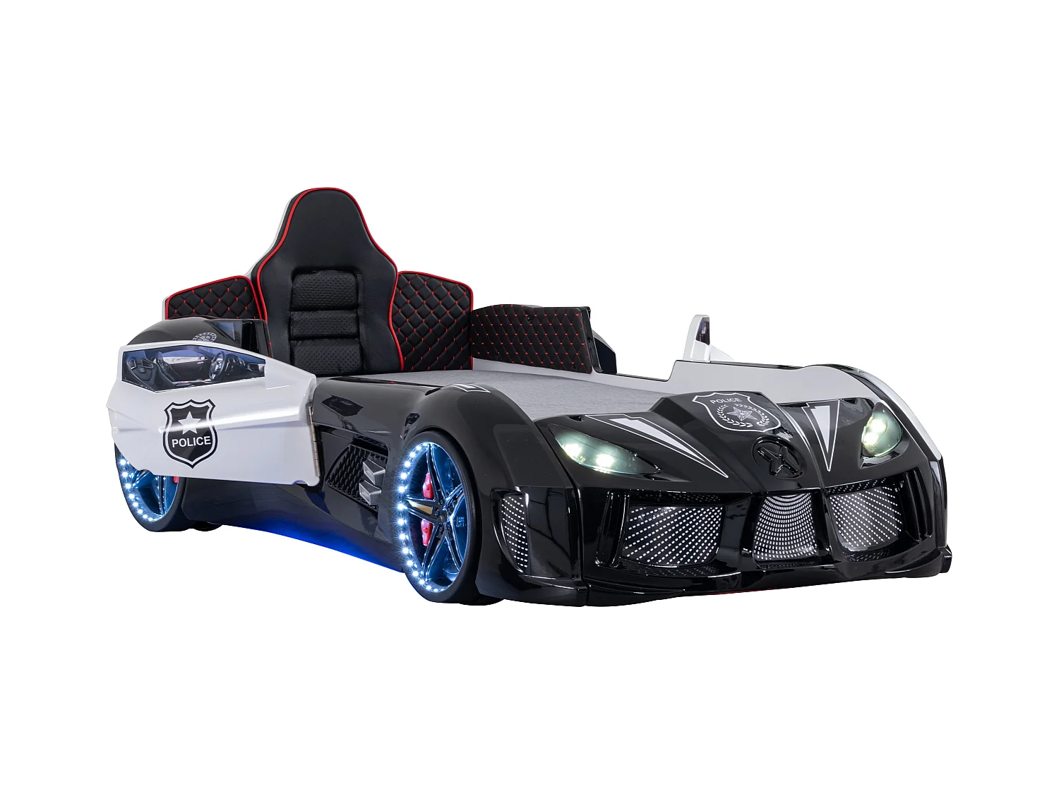 Lit enfant voiture de police noir Speed 90x190