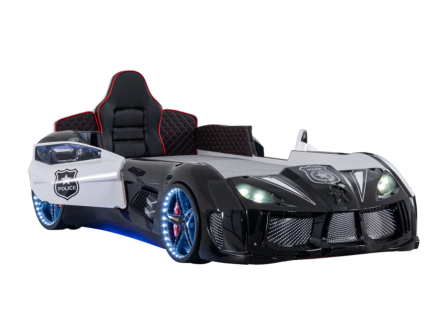 Lit enfant voiture de police noir Speed 90x190