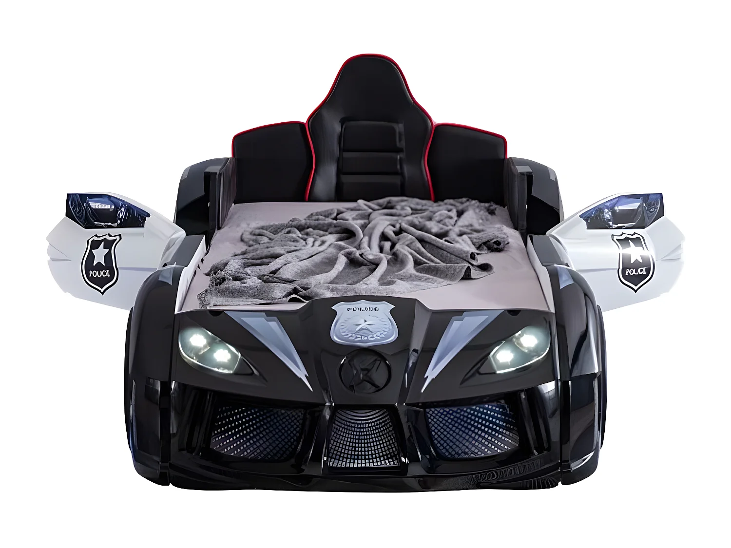 Lit enfant voiture de police noir Speed 90x190