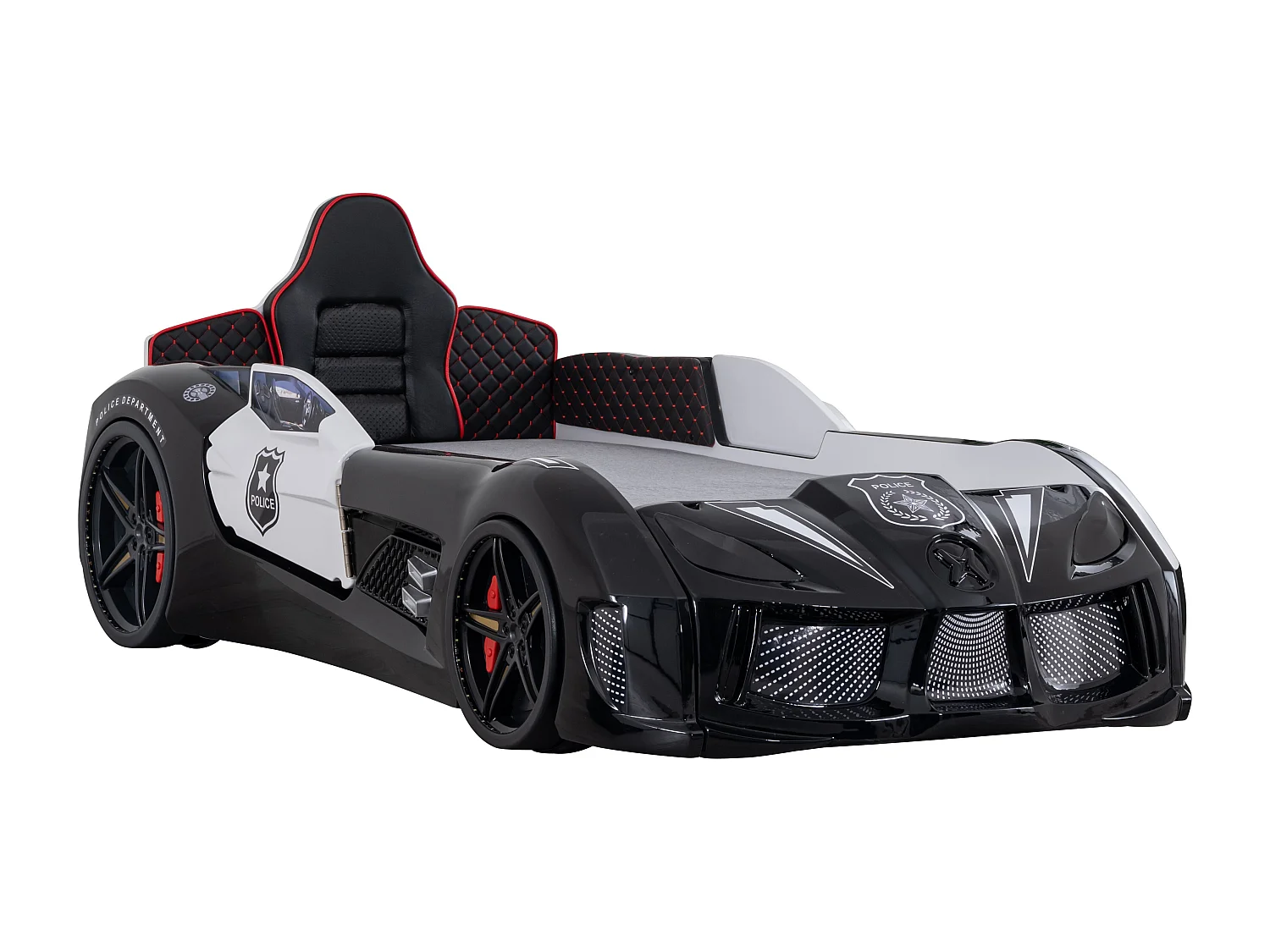 Lit enfant voiture de police noir Speed 90x190