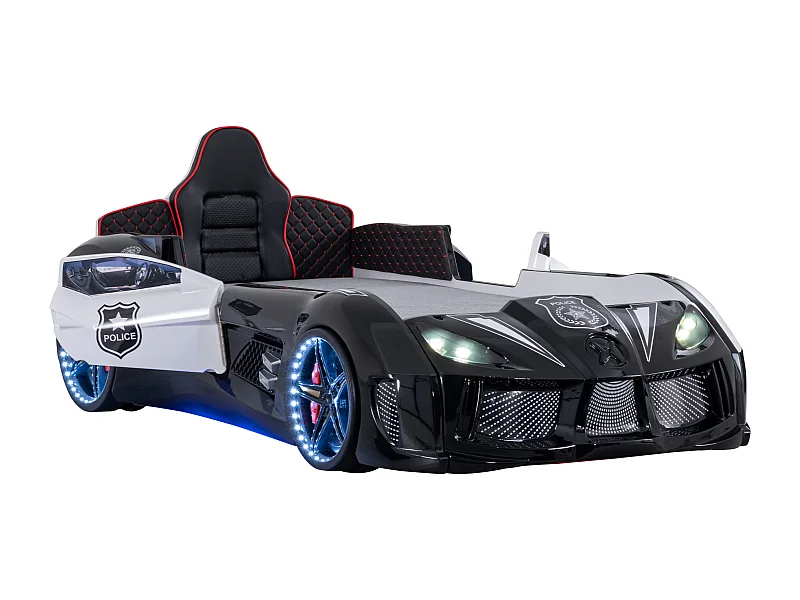 Lit enfant voiture de police noir Speed 90x190