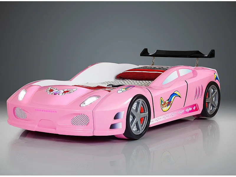 Lit voiture turbo V7 rose à Led