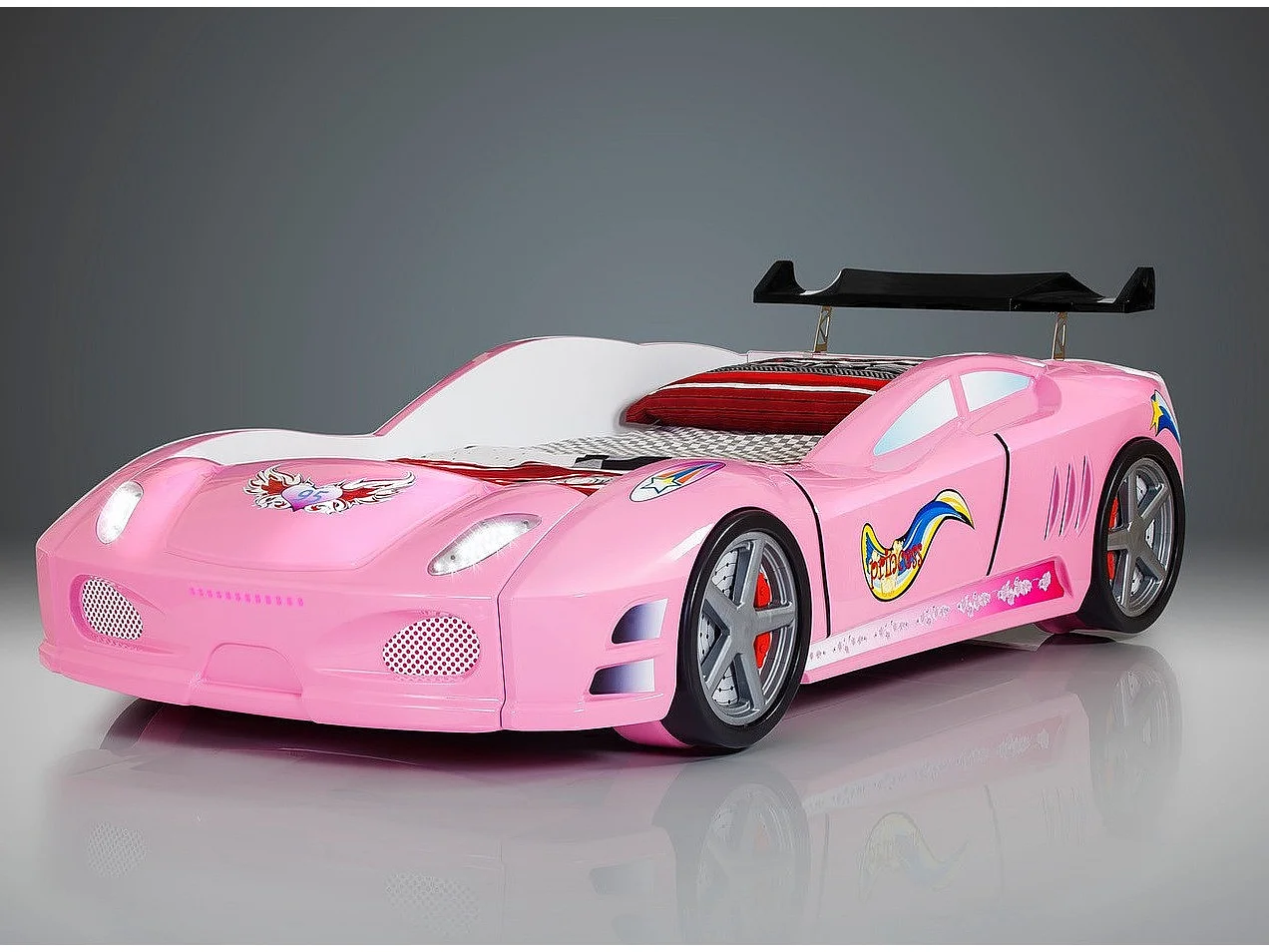Lit voiture turbo V7 rose à Led