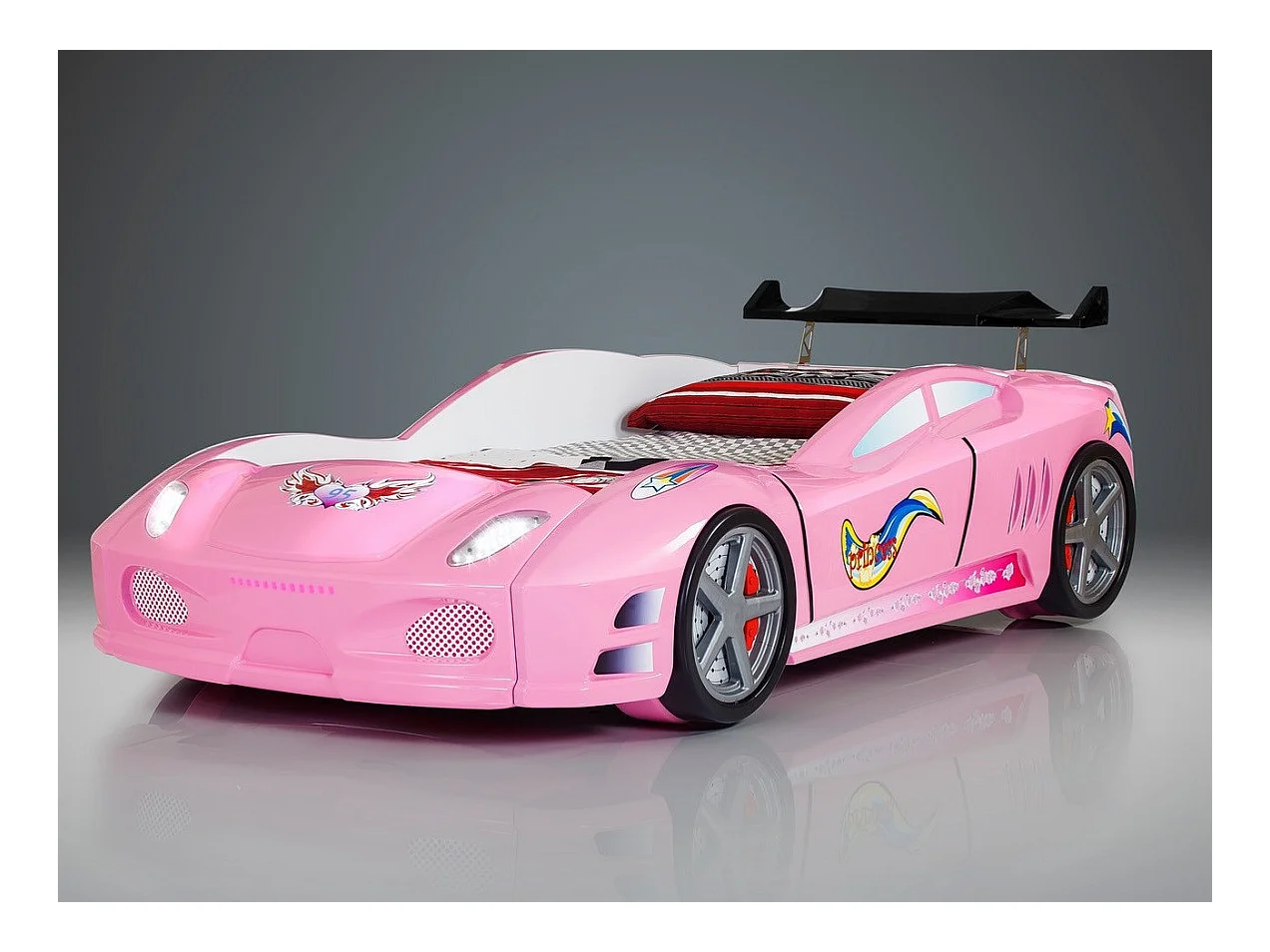 Lit voiture turbo V7 rose à Led